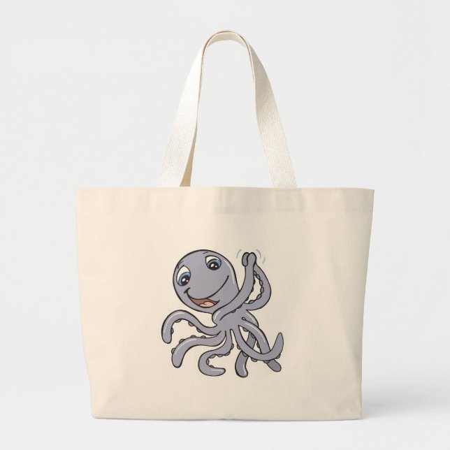 süßer jubelnder Oktopus Jumbo Stoffbeutel (Vorne)