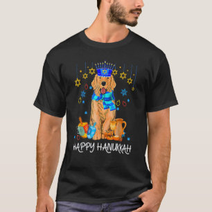 Süßer jüdischer Golden Retriever Hund Menorah Hut T-Shirt