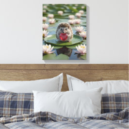 Süßer Juli-Igel mit Rubin-Herz Leinwanddruck