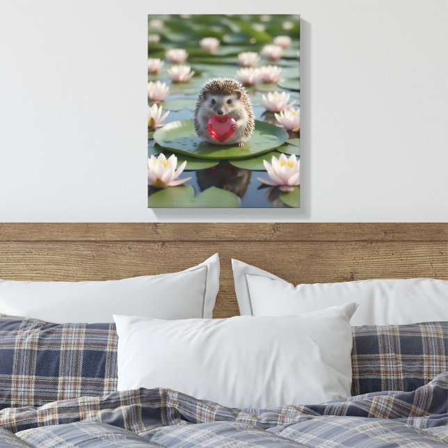 Süßer Juli-Igel mit Rubin-Herz Leinwanddruck (Insitu (Schlafzimmer))