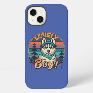 Süßer Junge Cooler Vintage Retro Husky Welpe iPhone 13 Hülle