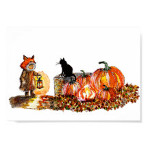 Süßer Junge Fuchs Kostüm Halloween Aquarell