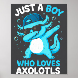 Süßer Junge liebt Axolotl Kinder Jungen Poster
