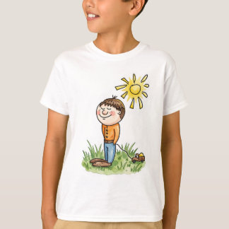 Süßer Junge mit Spielzeugauto Kinder T-Shirt