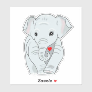 Süßer junger Elefant mit Herz Aufkleber