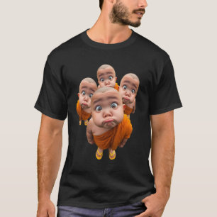 Süßer junger Mönch Minimalistische Orange Robe T-Shirt