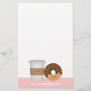 Süßer Kaffee und Donut, du vervollständigst mich Briefpapier