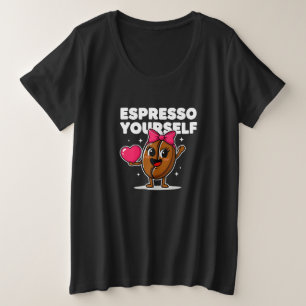 Süßer Kaffeebohnen-Kawaii-Herz-Espresso-für-Sich-S Große Größe T-Shirt