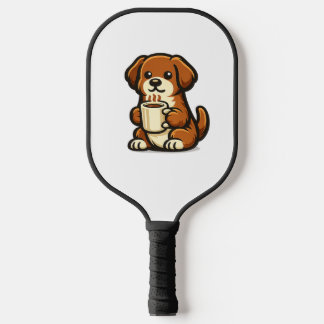 Süßer Kaffeehund Kawaii Cartoon-Design Pickleball Schläger