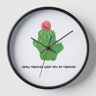 Süßer Kaktus Wanduhr – Inspirierendes Zitat