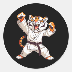 Süßer Karate-Tiger Taekwondo Jiu-Jitsu Tigerliebha Runder Aufkleber