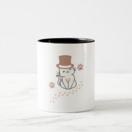 SÜßER KATZE HUTKATZENLIEBHABER, BLUMENKATZE  ZWEIFARBIGE TASSE