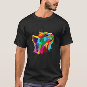 Süßer Katzenkopf Buntes Abstraktes Kätzchen Katzen T-Shirt