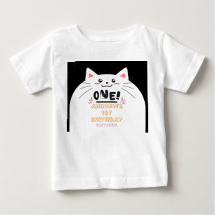Süßer Katzenrahmen funkelnde Sterne 1. Geburtstag Baby T-shirt