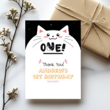 Süßer Katzenrahmen funkelnde Sterne 1. Geburtstag