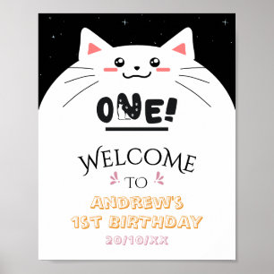 Süßer Katzenrahmen funkelnde Sterne Willkommenssch Poster