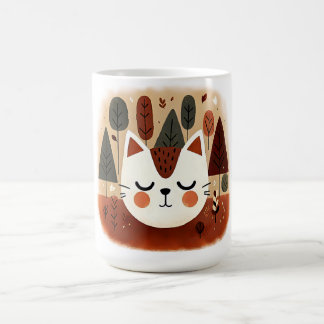 Süßer Katzenwald Herbstlandschaft Schlafendes Kätz Kaffeetasse