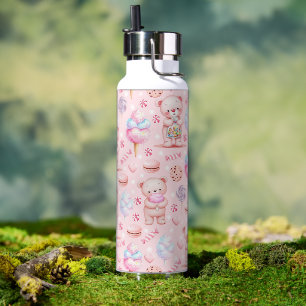 Süßer Kaubär und Süßigkeiten Nahtloses Muster Trinkflasche