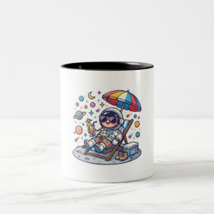 Süßer Kawaii-Astronaut Sommer Strand Space TrStick Zweifarbige Tasse
