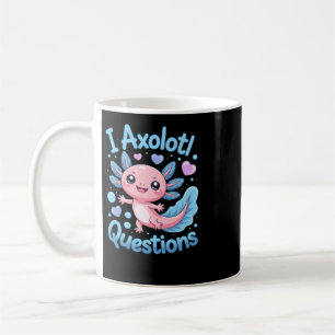 Süßer Kawaii Axolotl Fragen Blau Und Rosa Kaffeetasse