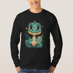 Süßer Kawaii-Baby-Dinosaurier mit großen Augen Cut T-Shirt