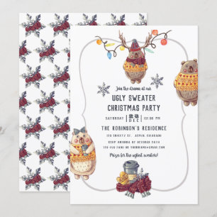 Süßer Kawaii-Bär-Hässlicher-Weihnachtspullover-Wei Einladung