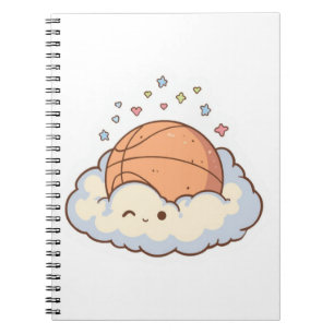 Süßer Kawaii-Basketball auf Cloud-Ästhetik-Aufkleb Notizblock