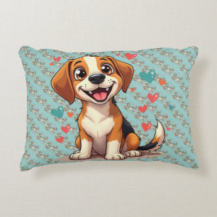 Süßer Kawaii-Beagle mit Herzen Spielhund Dekokissen