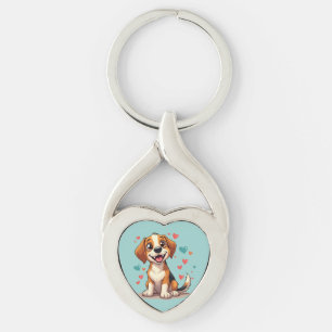 Süßer Kawaii-Beagle mit Herzen Spielhund Schlüsselanhänger
