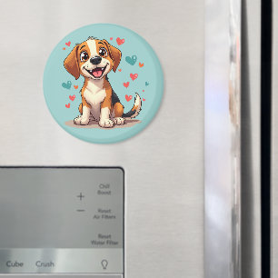 Süßer Kawaii-Beagle mit Herzen Verspielte Hundekun Magnet