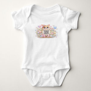 Süßer Kawaii benutzerdefinierter QR-Code Katze Pas Baby Strampler