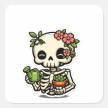 Süßer Kawaii-Blumen-Skelett-Gärtner-Aufkleber