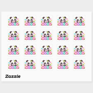Süßer Kawaii Coco Panda Name Pastellrosa Funkelnd Quadratischer Aufkleber