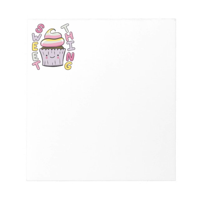 Süßer Kawaii-Cupcake mit Text Notizblock (Vorderseite)