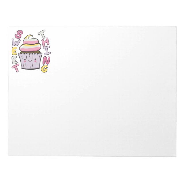 Süßer Kawaii-Cupcake mit Text Notizblock (Vorderseite)