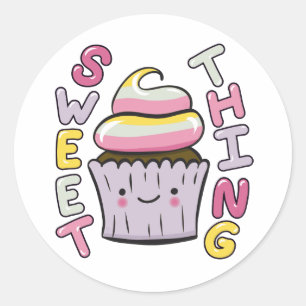 Süßer Kawaii-Cupcake mit Text Runder Aufkleber