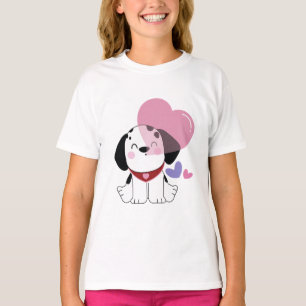 Süßer Kawaii-Dalmatiner-Welpe mit Herzen T-Shirt
