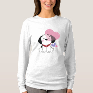 Süßer Kawaii-Dalmatiner-Welpe mit Herzen T-Shirt