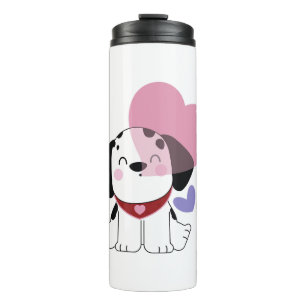 Süßer Kawaii-Dalmatiner-Welpe mit Herzen Thermosbecher