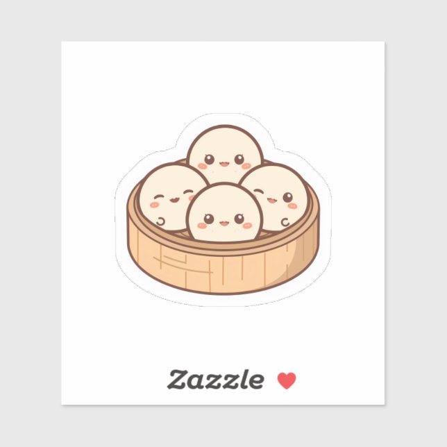 Süßer Kawaii Dim Sum Bambus-Dämpfer Aufkleber | Ad (Blatt)
