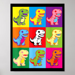 Süßer Kawaii-Dinosaurier Pop-Art Kinder Männer Fra Poster