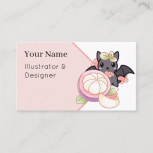 Süßer Kawaii-Fledermaus mit exotischem Mangosteen Visitenkarte