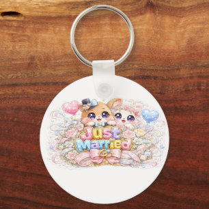 Süßer Kawaii Frisch Vermählter Paar Tiere Pastel P Schlüsselanhänger