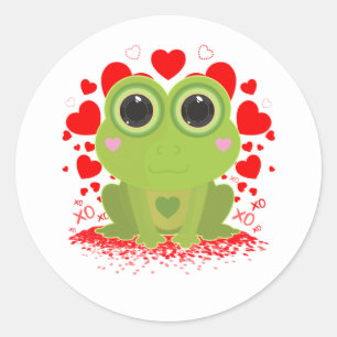 Süßer Kawaii-Frosch Herzen XOXO Liebes-Tier Runder Aufkleber
