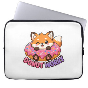 Süßer Kawaii-Fuchs-Donut-Sorge-Freundlicher-Essen- Laptopschutzhülle
