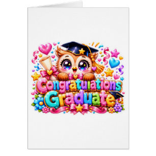 Süßer Kawaii Gratulations Absolvent Eule Pastell P