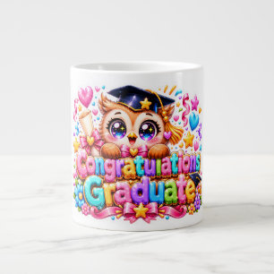 Süßer Kawaii Gratulations Absolvent Eule Pastell P Jumbo-Tasse