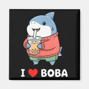 Süßer Kawaii-Hai-Boba-Tee Lustiger Bubble-Tea-Lieb Magnet