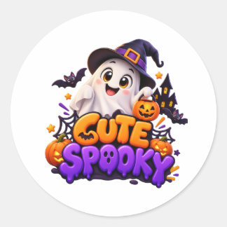 Süßer Kawaii-Halloween-Geist-Aufkleber – Adorable  Runder Aufkleber