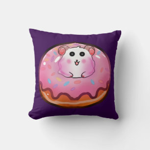 Süßer Kawaii-Hamster in rosa glasiertem Donut-Kuns Kissen